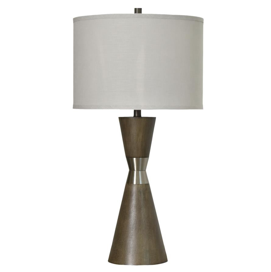 Hourglass, 30.5" resin and metal table lamp in brown finish, sold as 2pk