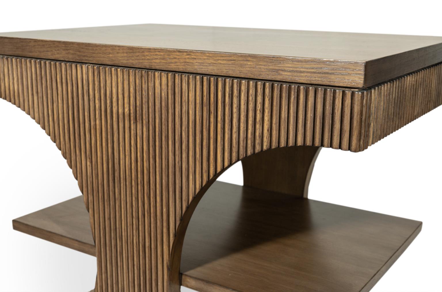 Manhattan Valley Chairside Table. Mappa Burl and Vintage Chestnut Finish