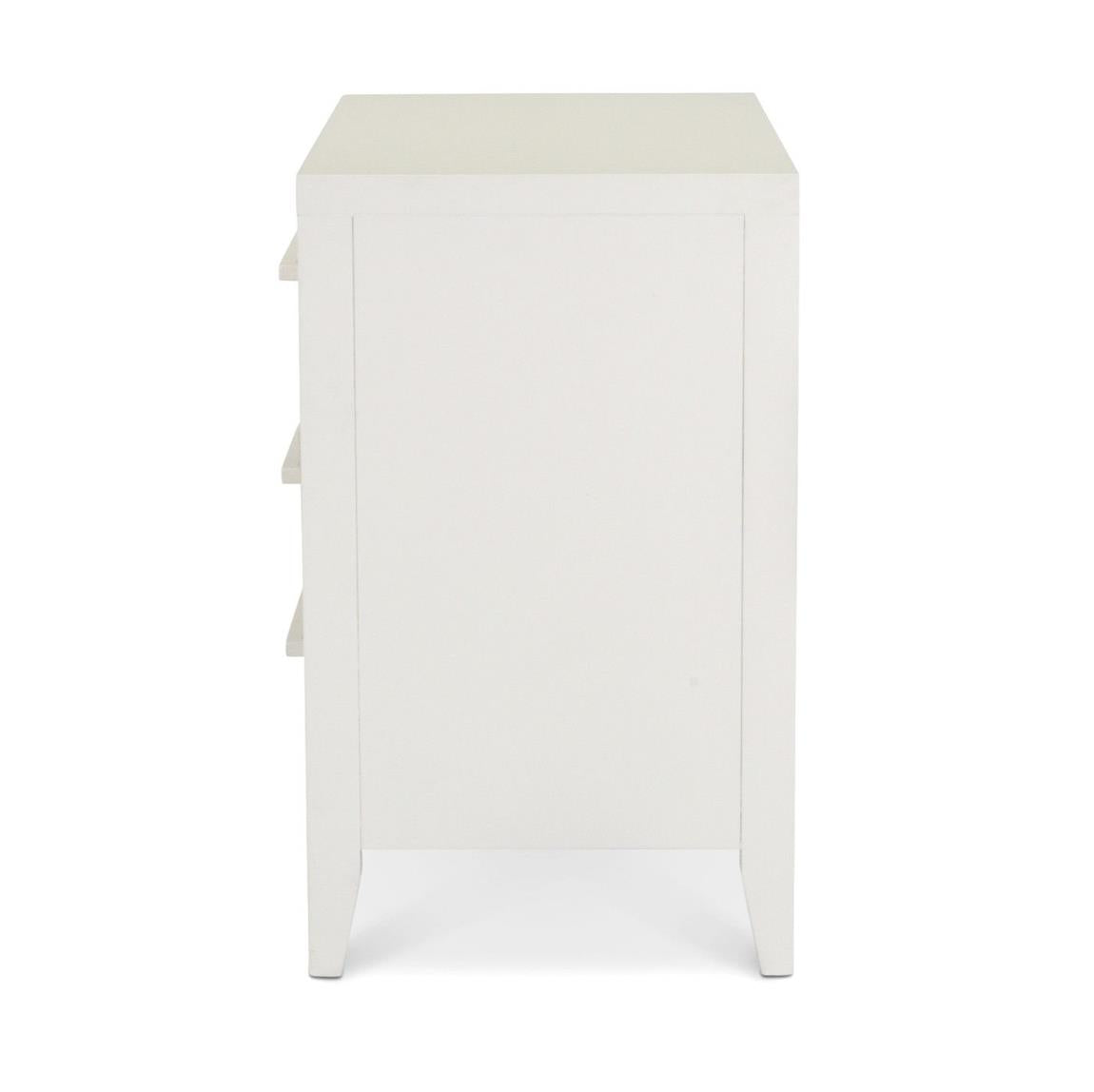 Miramar 3 Drawer Woven Nightstand w/ Power and USB A + C. Sand and Stark White Finish
