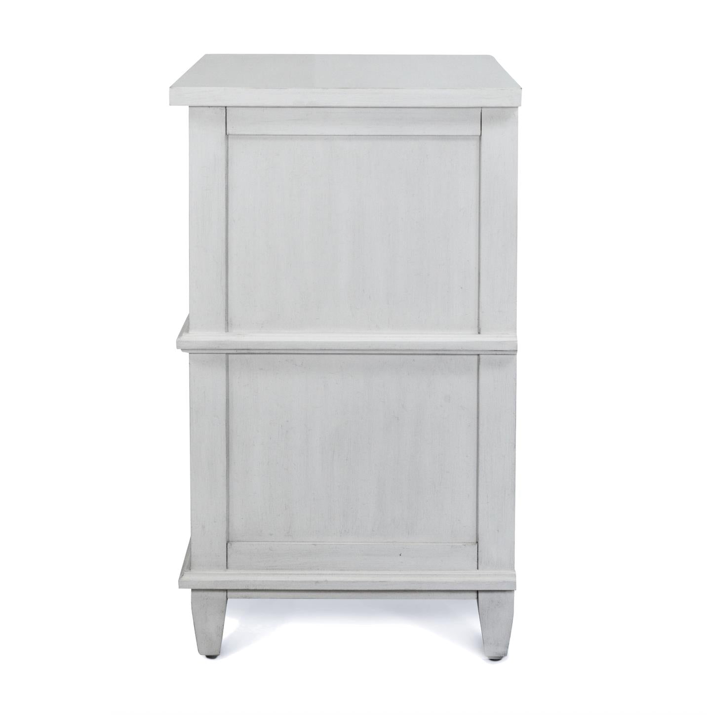 Point Breeze 2 Drawer Nightstand w/ Power and USB A + C. Fresh White Finish w/ Soft Grey Glaze