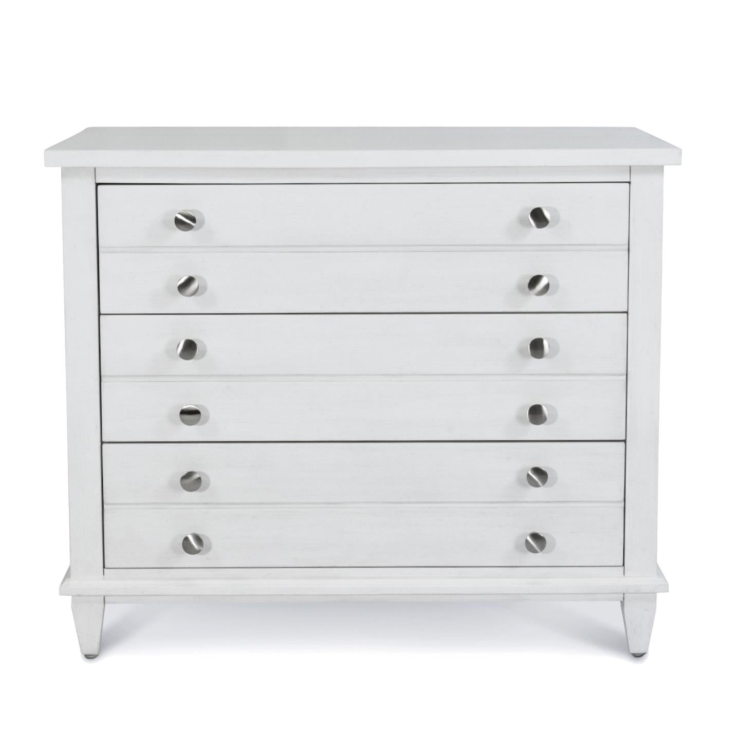 Point Breeze 3 Drawer Bachelor's Chest. Fresh White Finish w/ Soft Grey Glaze