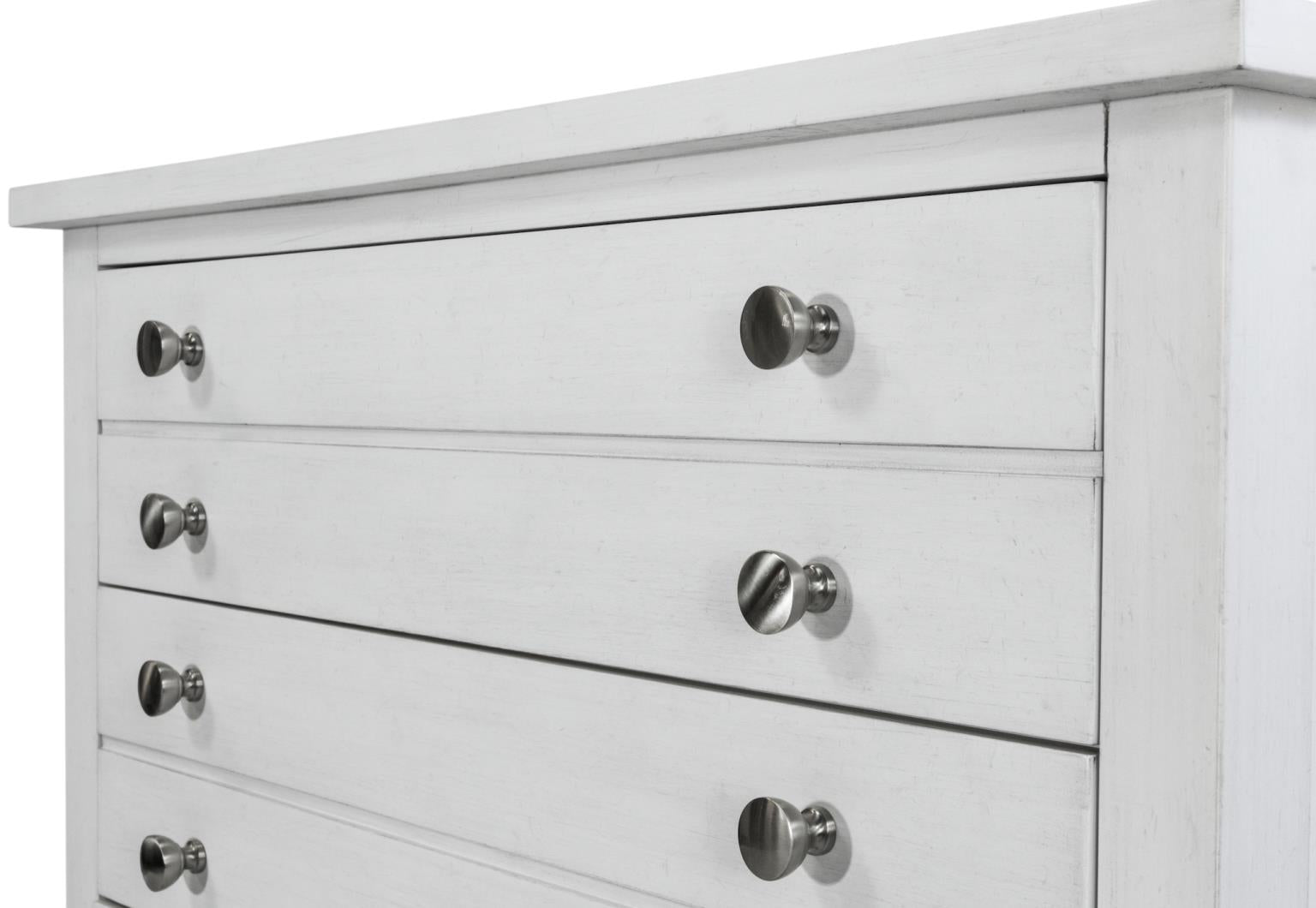 Point Breeze 3 Drawer Bachelor's Chest. Fresh White Finish w/ Soft Grey Glaze