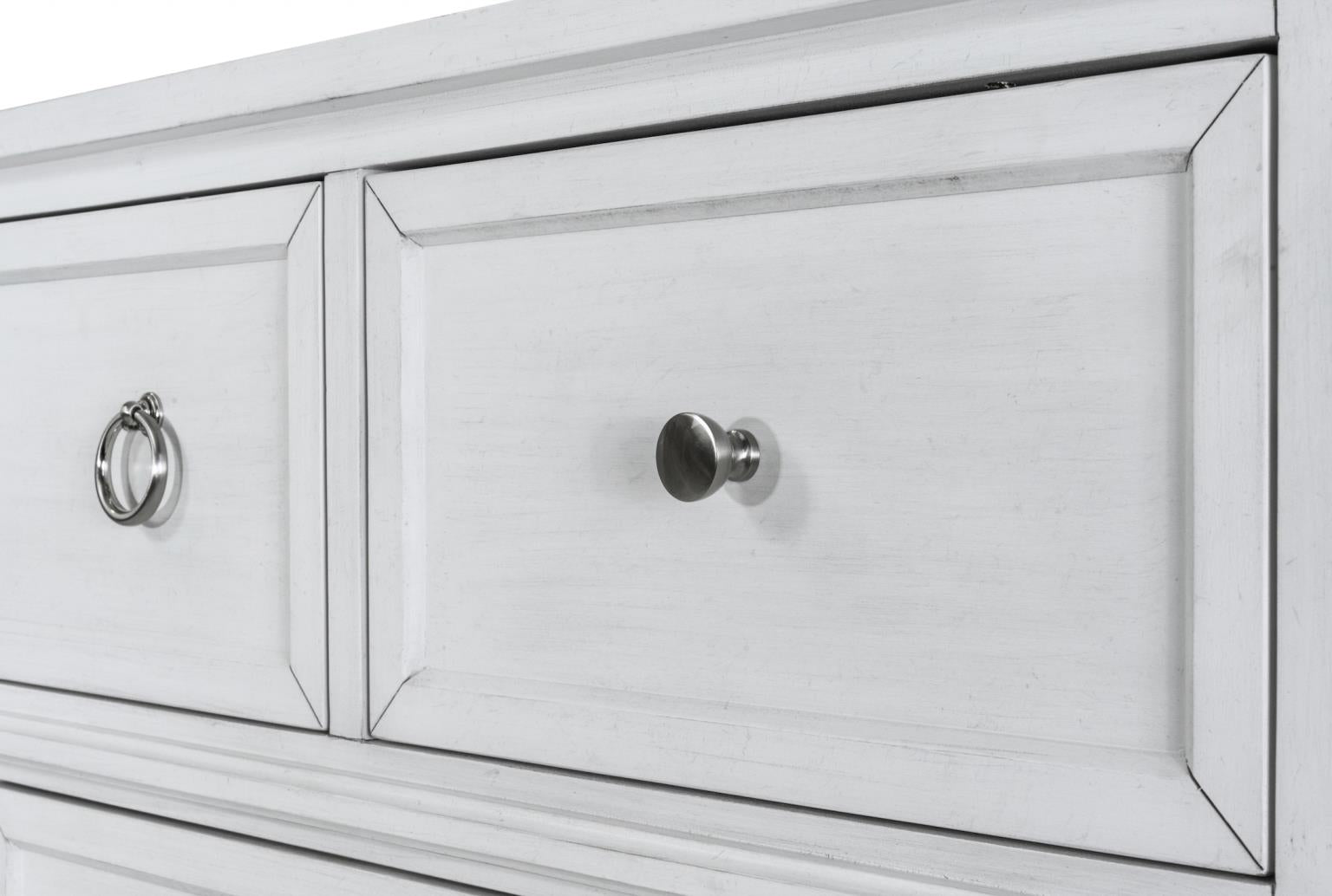 Point Breeze 7 Drawer Dresser. Fresh White Finish w/ Soft Grey Glaze
