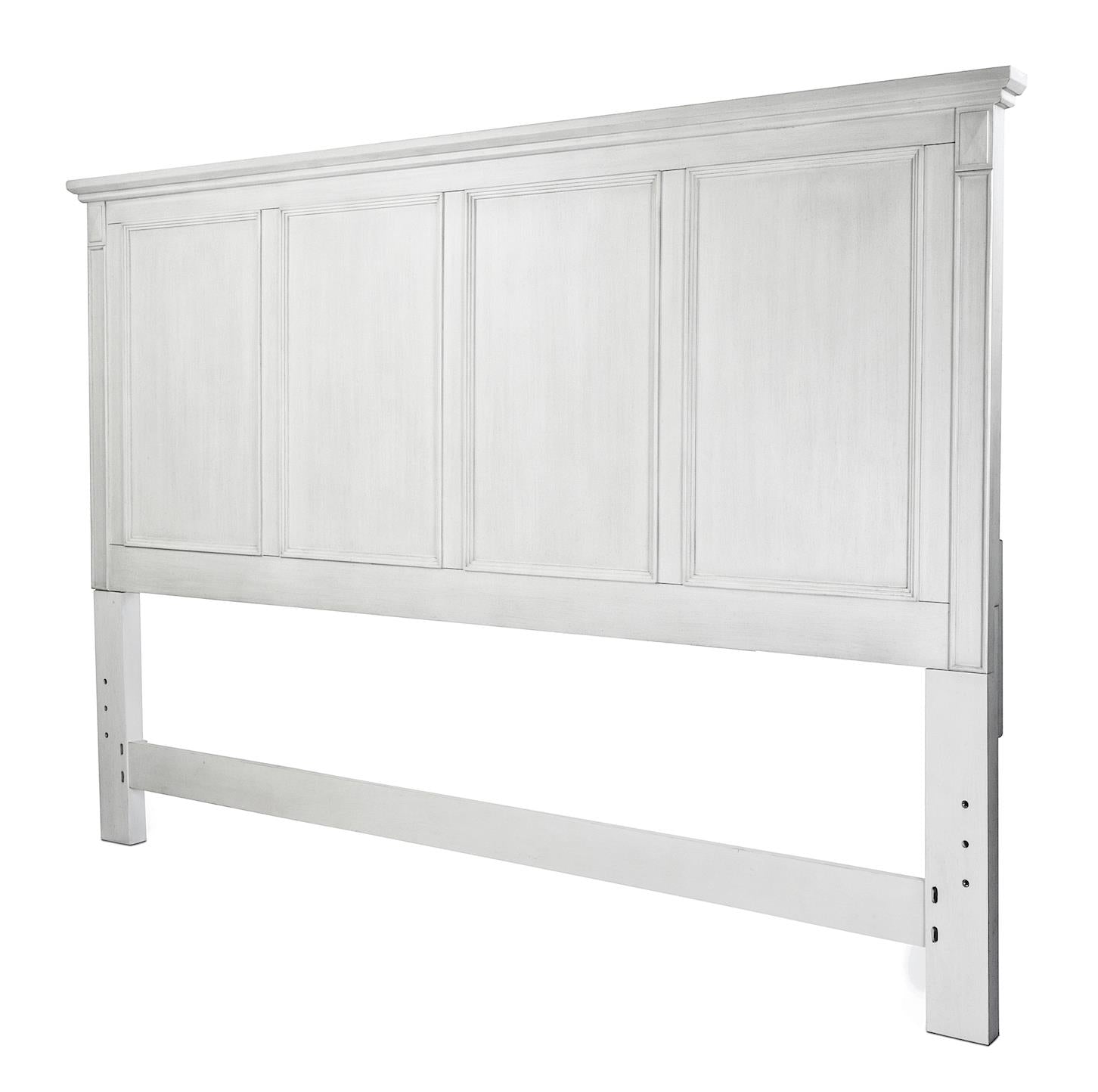 Point Breeze King Headboard. Fresh White Finish w/ Soft Grey Glaze