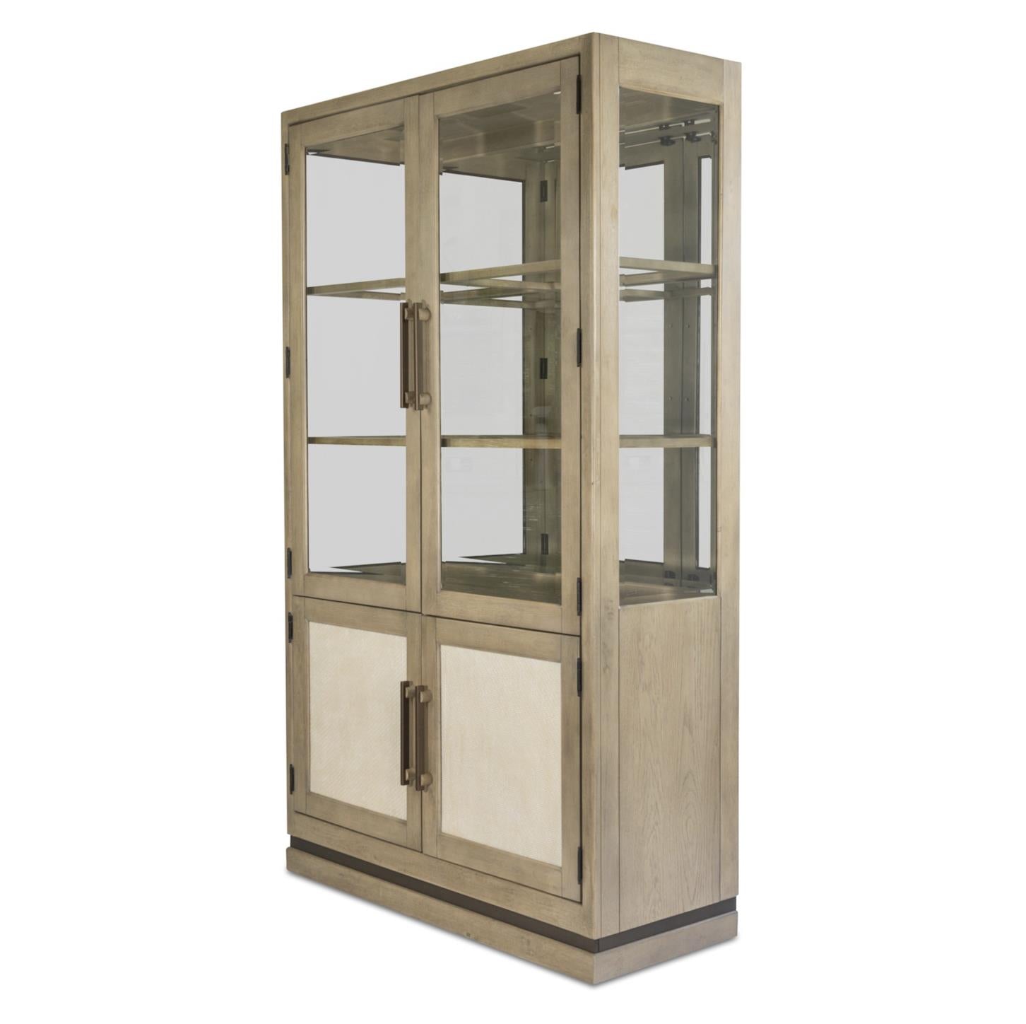 Rio Vista Bunching Curio w/ reversible panels. Muted Earth Tones and Clay Finish