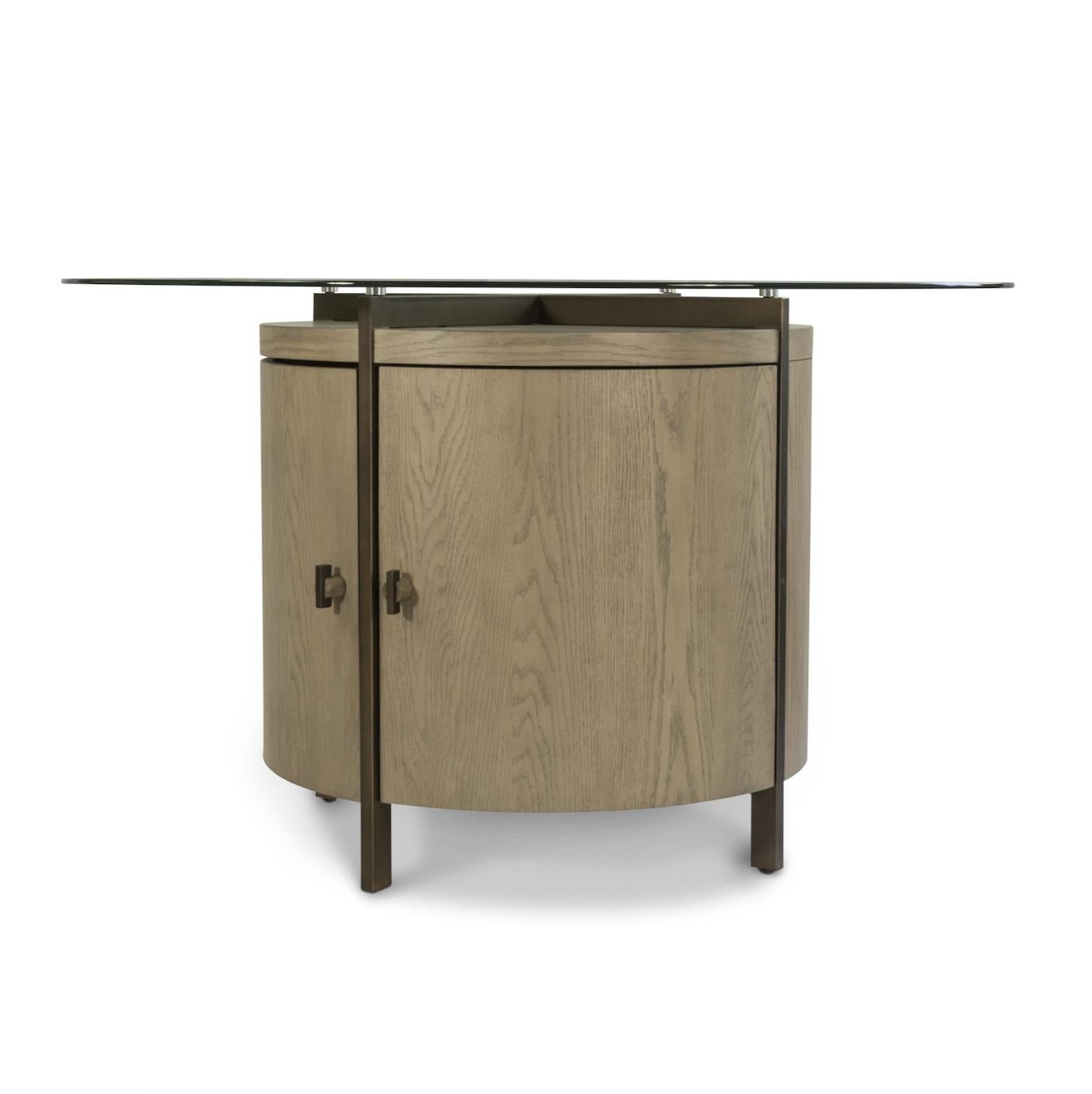Rio Vista 54" Round Dining Table w/ Storage. Muted Earth Tones and Clay Finish