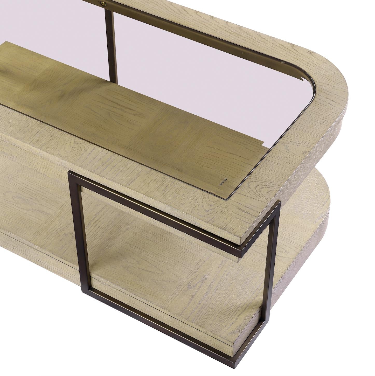 Rio Vista Cocktail Table w/ Casters. Muted Earth Tones and Clay Finish