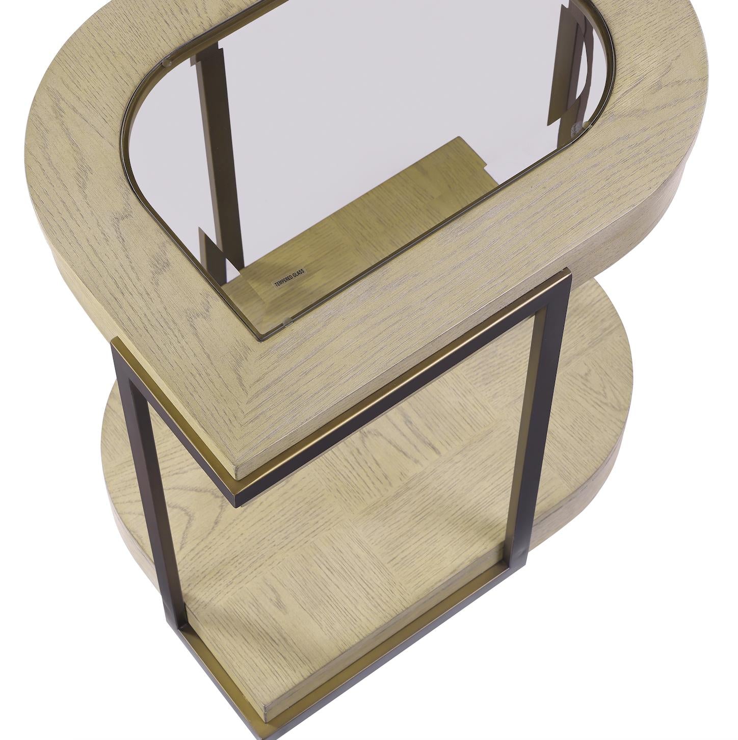 Rio Vista Chairside Table. Muted Earth Tones and Clay Finish