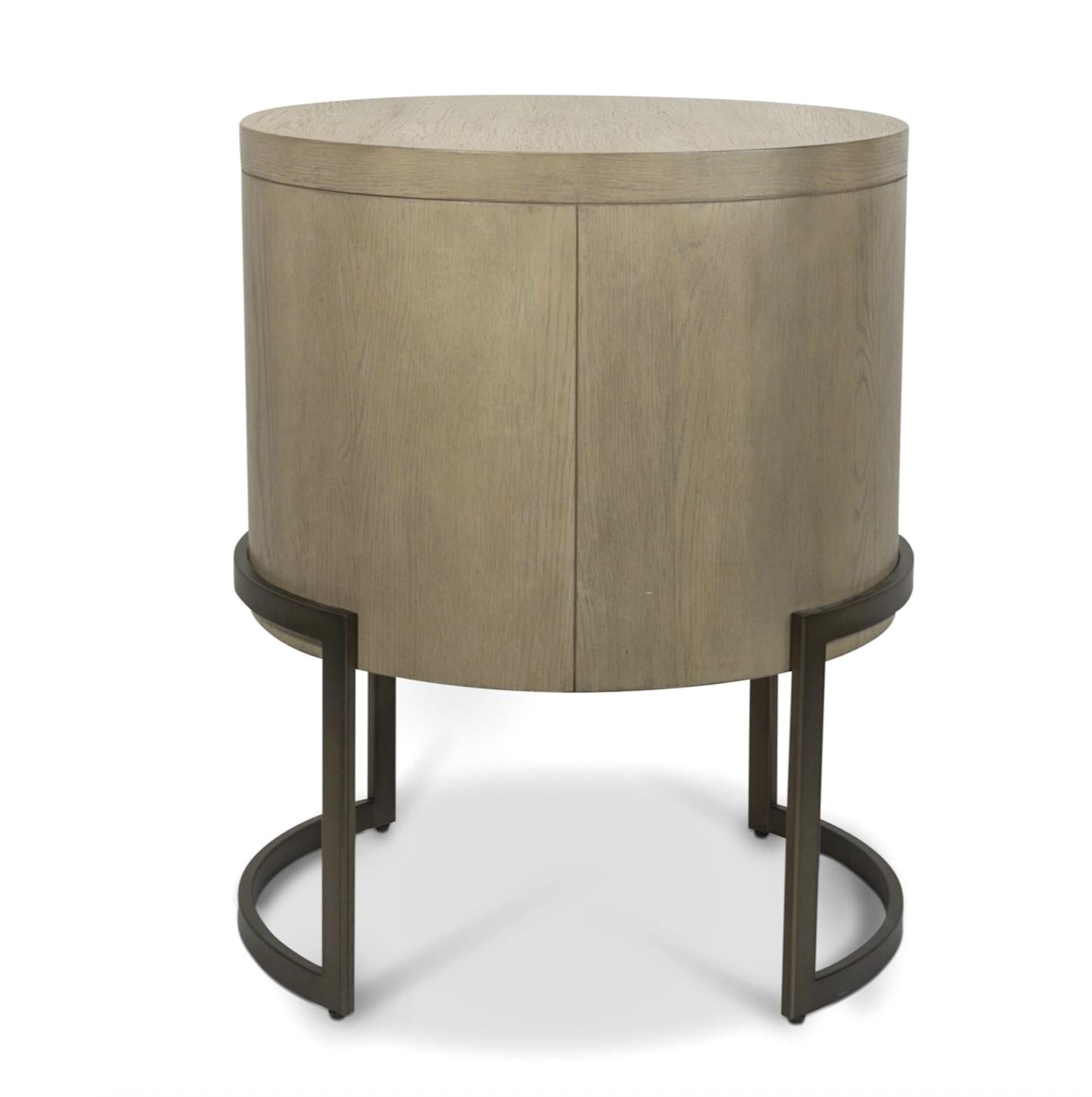 Rio Vista Woven 2 Drawer Round Accent Nightstand. Muted Earth Tones and Clay Finish