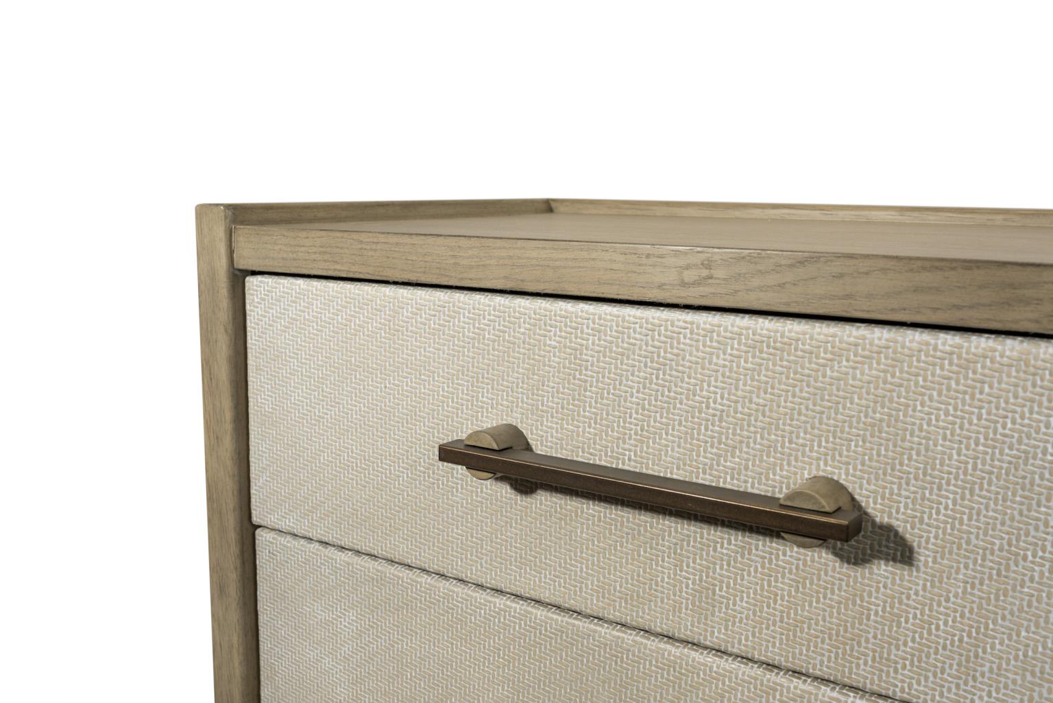 Rio Vista Woven 3 Drawer Nightstand w/ Power and USB A + C. Muted Earth Tones and Clay Finish