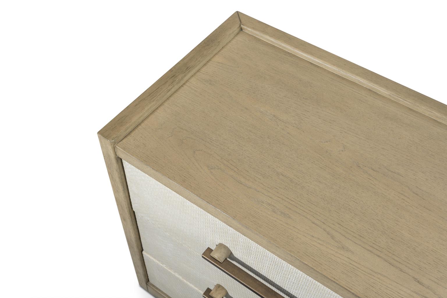 Rio Vista Woven 3 Drawer Nightstand w/ Power and USB A + C. Muted Earth Tones and Clay Finish