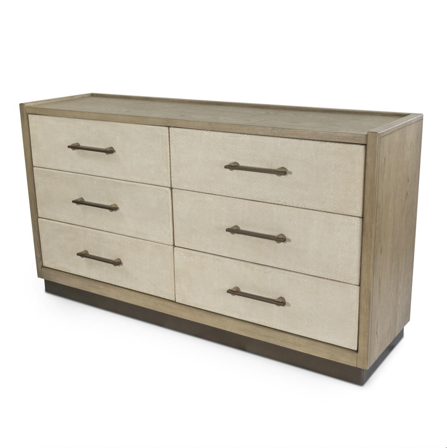 Rio Vista Woven 6 Drawer Dresser. Muted Earth Tones and Clay Finish