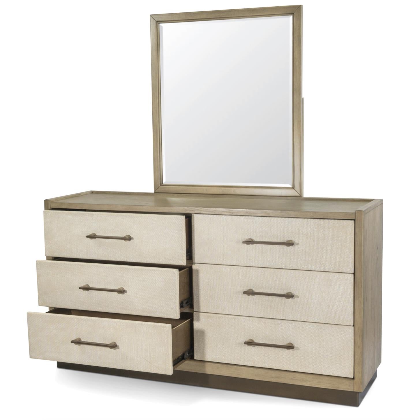 Rio Vista Woven 6 Drawer Dresser. Muted Earth Tones and Clay Finish