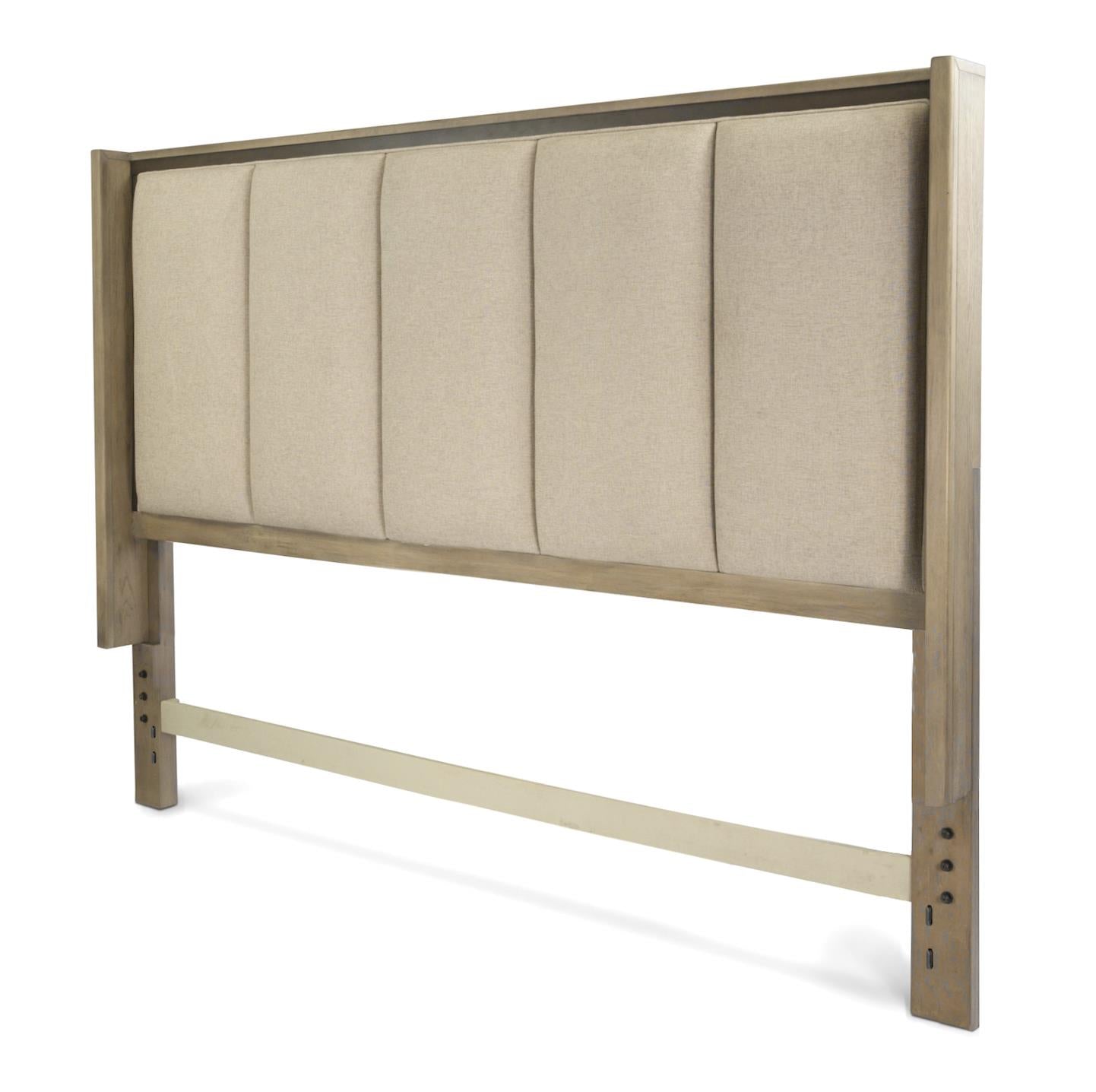 Rio Vista Upholstered King Headboard. Muted Earth Tones and Clay Finish