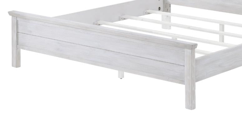 Geneva King Footboard and Slats. Distressed White Finish