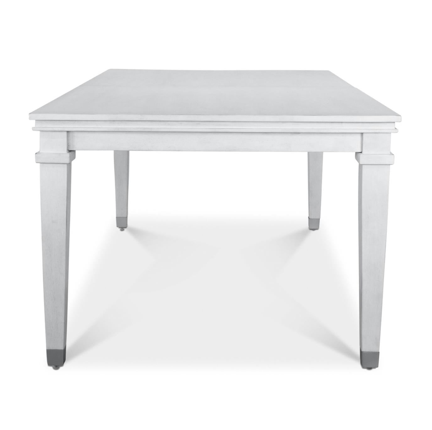 Point Breeze Leg Table w/ Self Storing Leaf (76"-96"). Fresh White Finish
