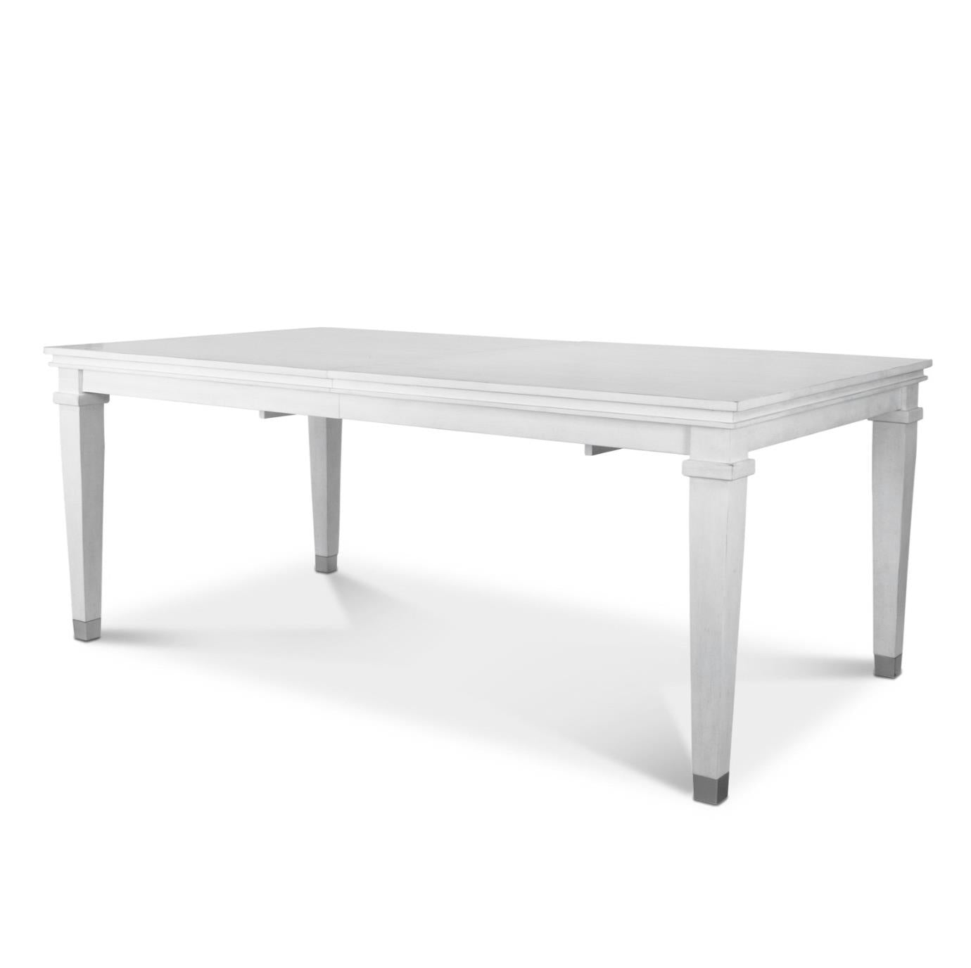 Point Breeze Leg Table w/ Self Storing Leaf (76"-96"). Fresh White Finish