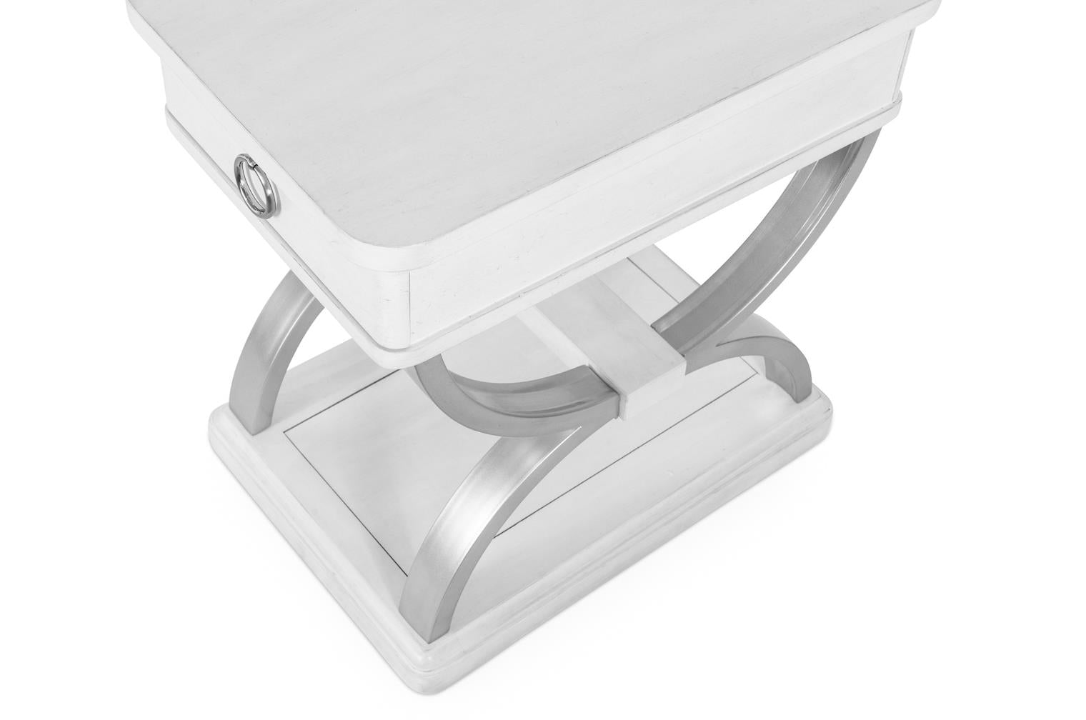 Point Breeze 1-Drawer Chairside Table w/ Metal. Fresh White Finish