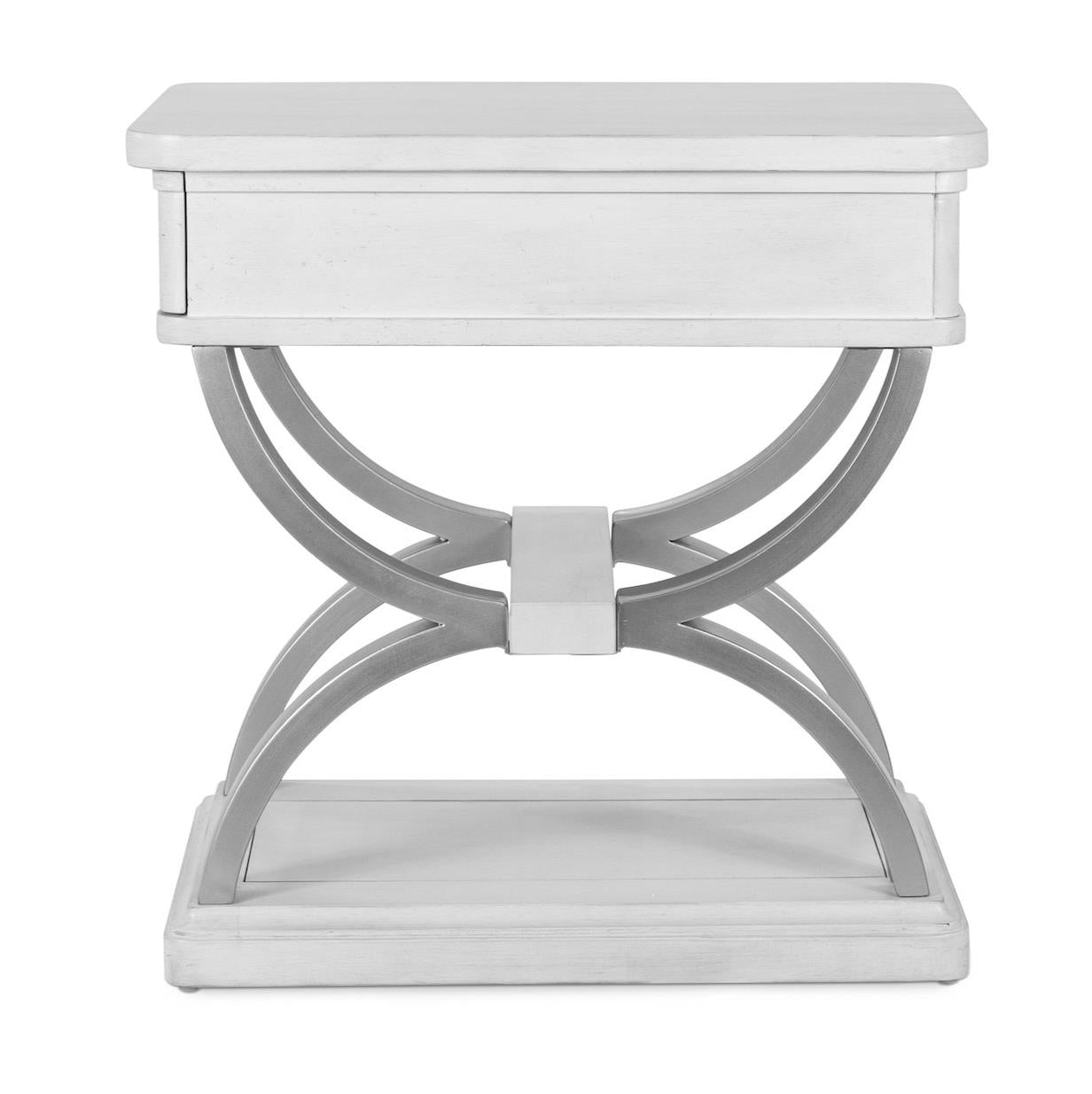 Point Breeze 1-Drawer Chairside Table w/ Metal. Fresh White Finish