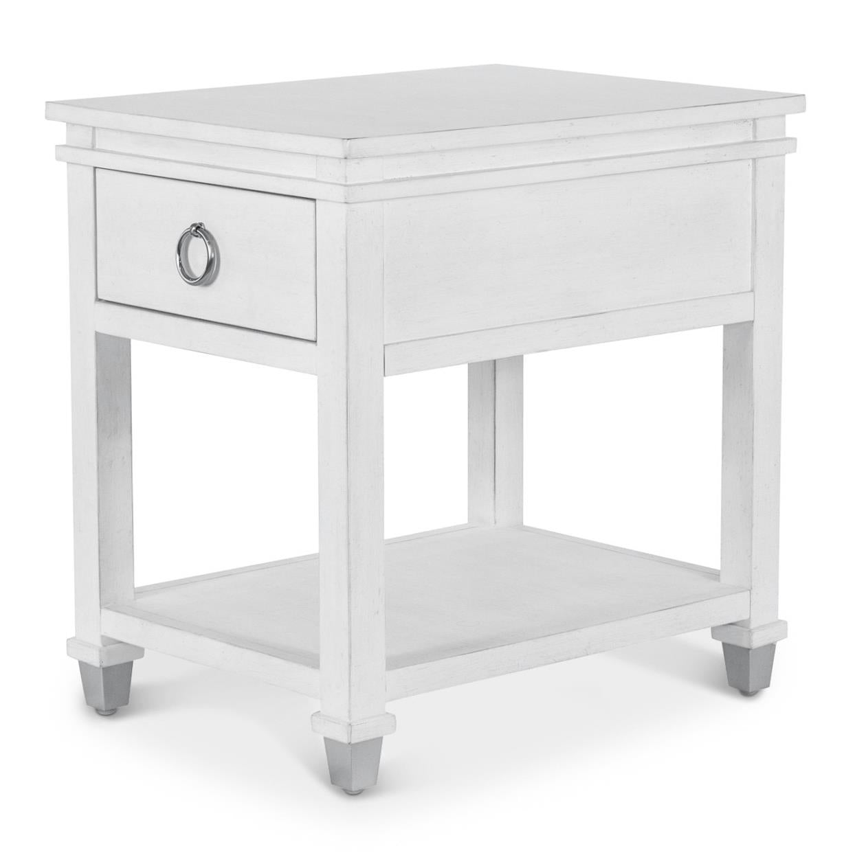 Point Breeze 1-Drawer Chairside Table. Fresh White Finish