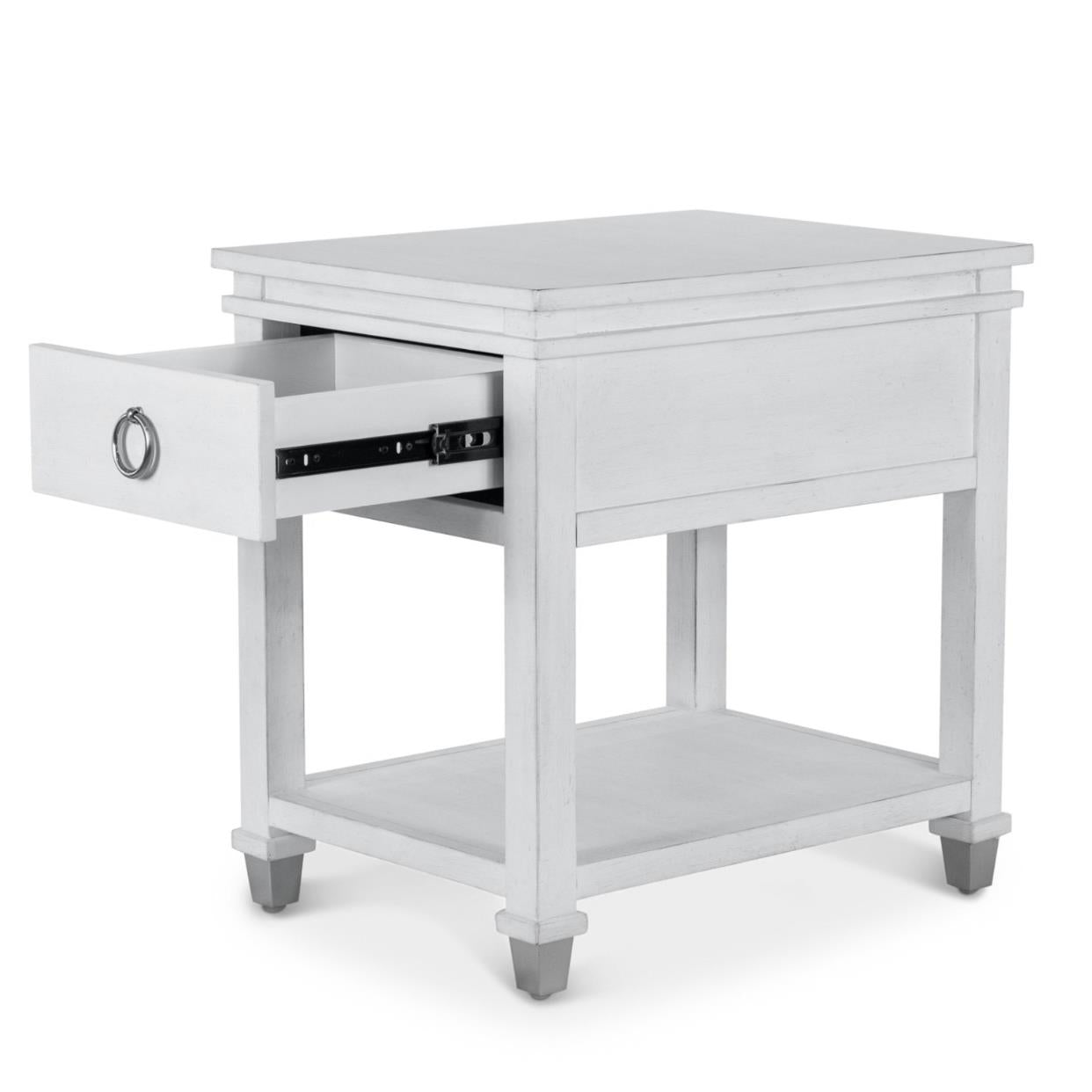 Point Breeze 1-Drawer Chairside Table. Fresh White Finish
