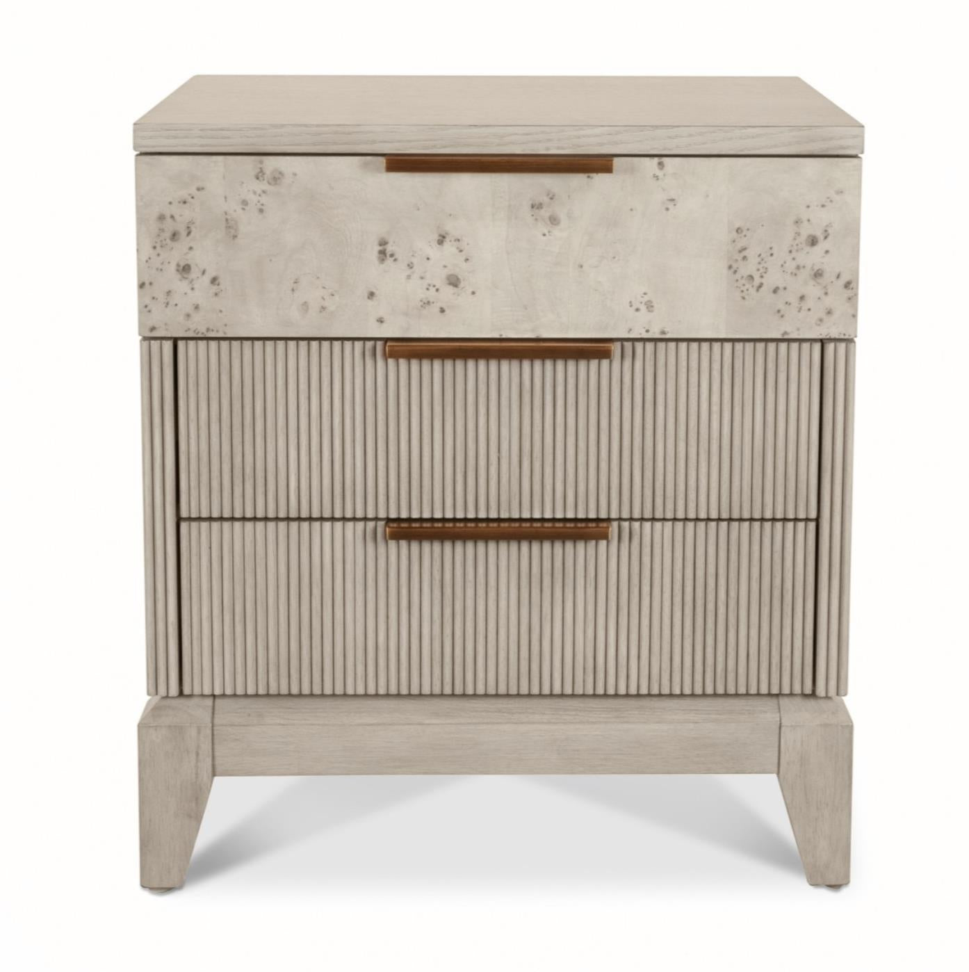 Manhattan Valley 3 Drawer Nightstand w/ Power and USB A + C Mappa Burl and