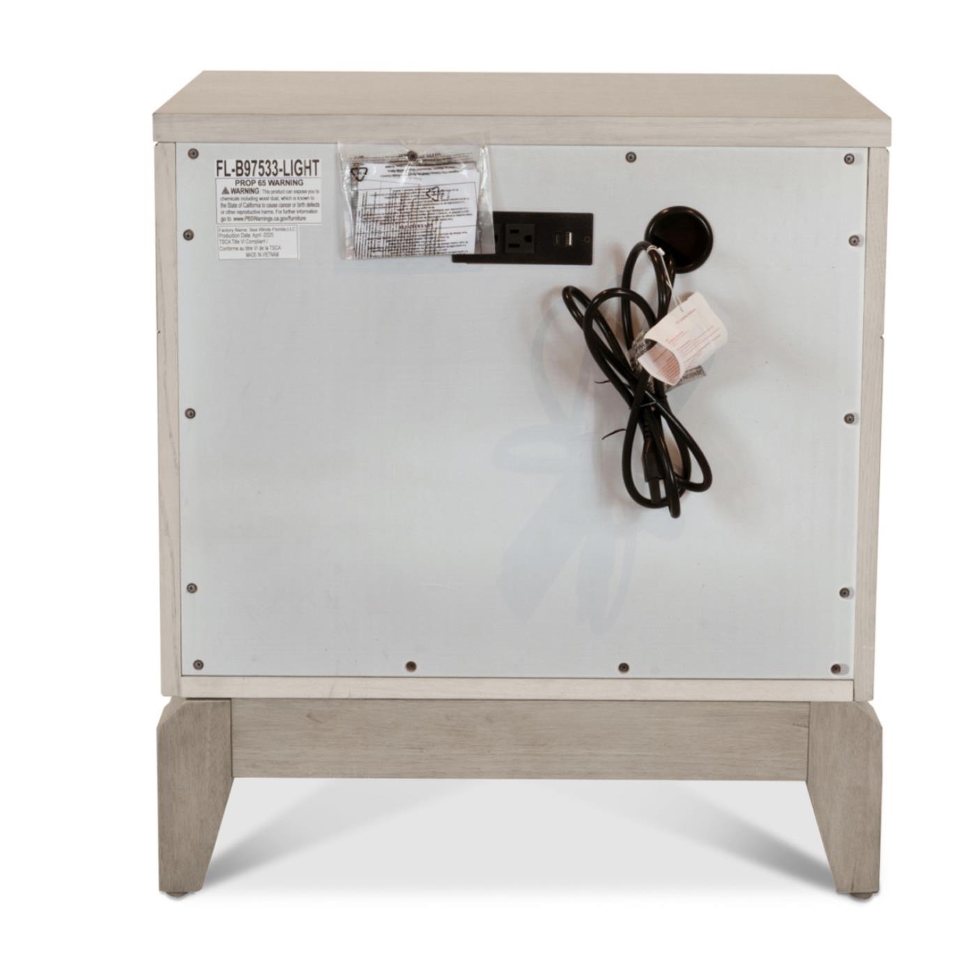 Manhattan Valley 3 Drawer Nightstand w/ Power and USB A + C. Mappa Burl Light Finish