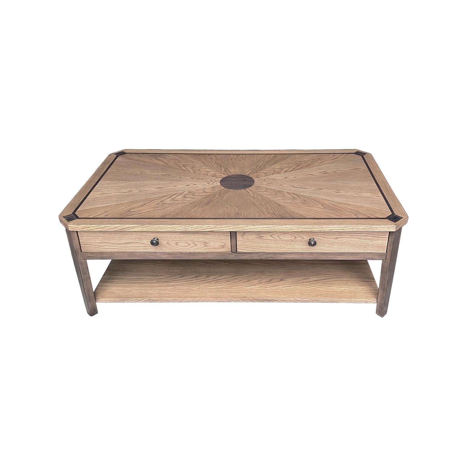 Sun Haven Cocktail Table w/ Casters. Oak and Walnut Finish