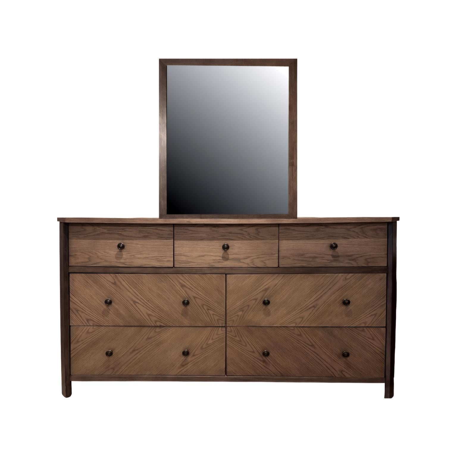 Sun Haven 7-Drawer Dresser. Oak and Walnut Finish