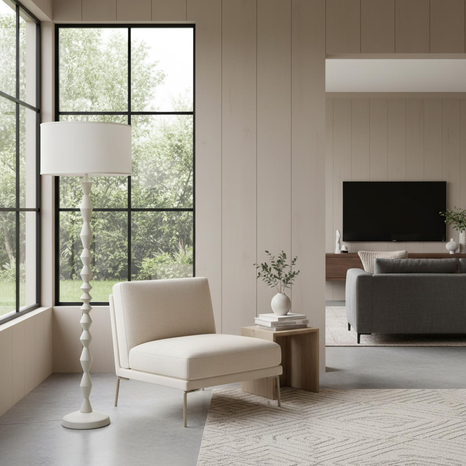 Zenith, 66" white floor lamp, sold as 1pk