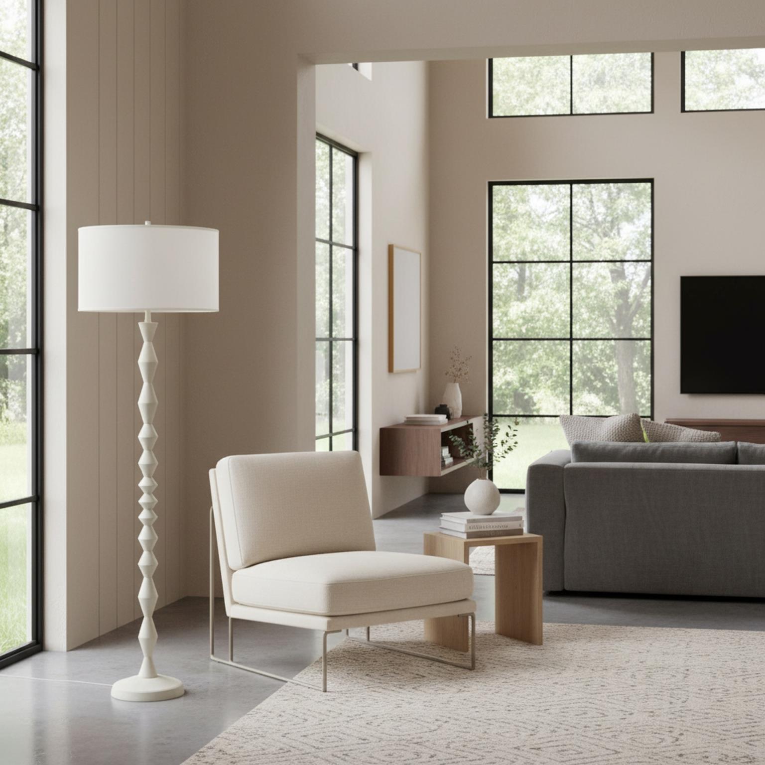 Zenith, 66" white floor lamp, sold as 1pk