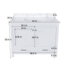 43" Bathroom Vanity With Artificial Marble Carrara Top Set, Multi Functional Cabinet With Doors And Drawer - White