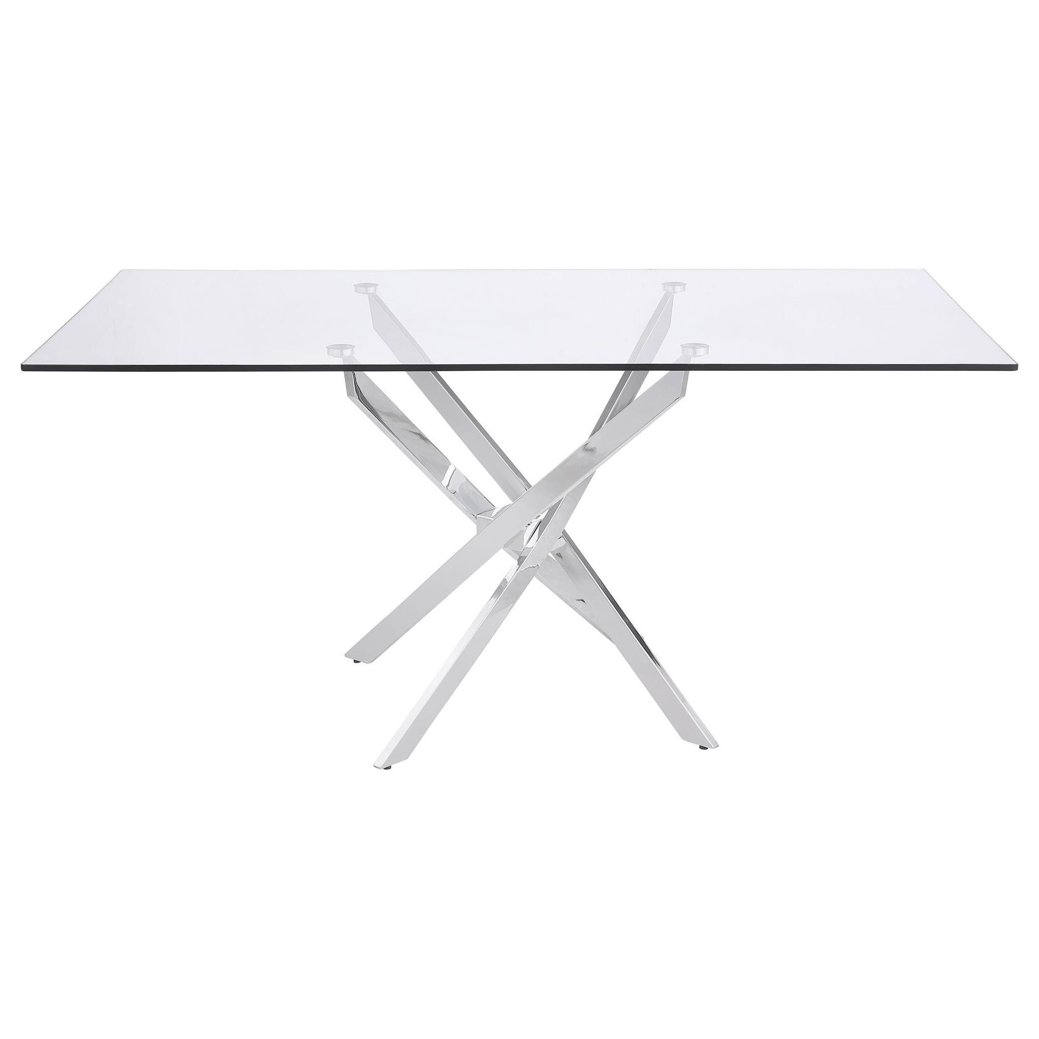 Carmelo Rectangular 66-inch Glass Top Dining Table Chrome