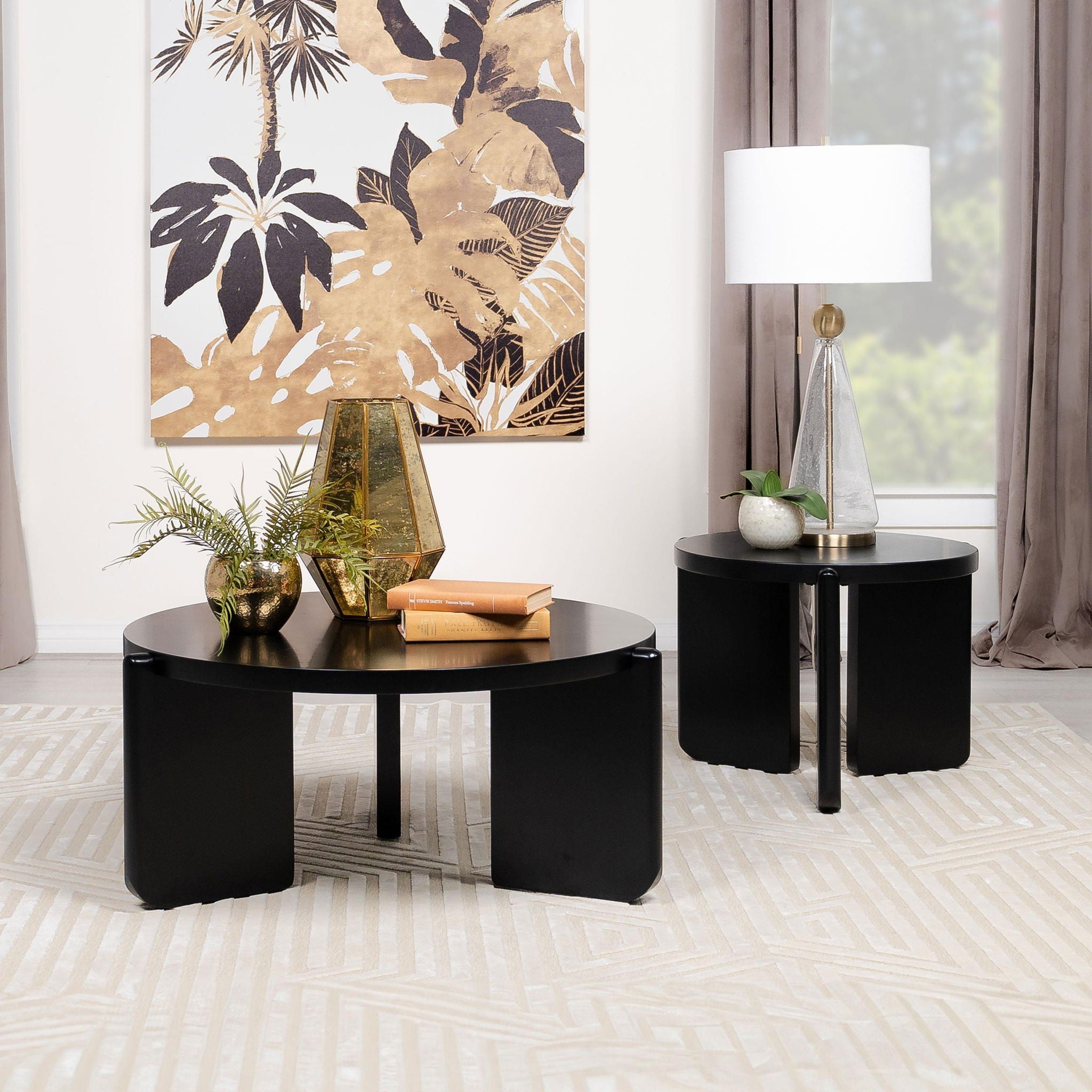Cordova Round Solid Wood Coffee Table Black - Atlantic Fine Furniture Melbourne FL