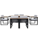 7 Pieces Outdoor Dining Set Patio Dining Table And Chair Set With And Removable Cushions For Patio