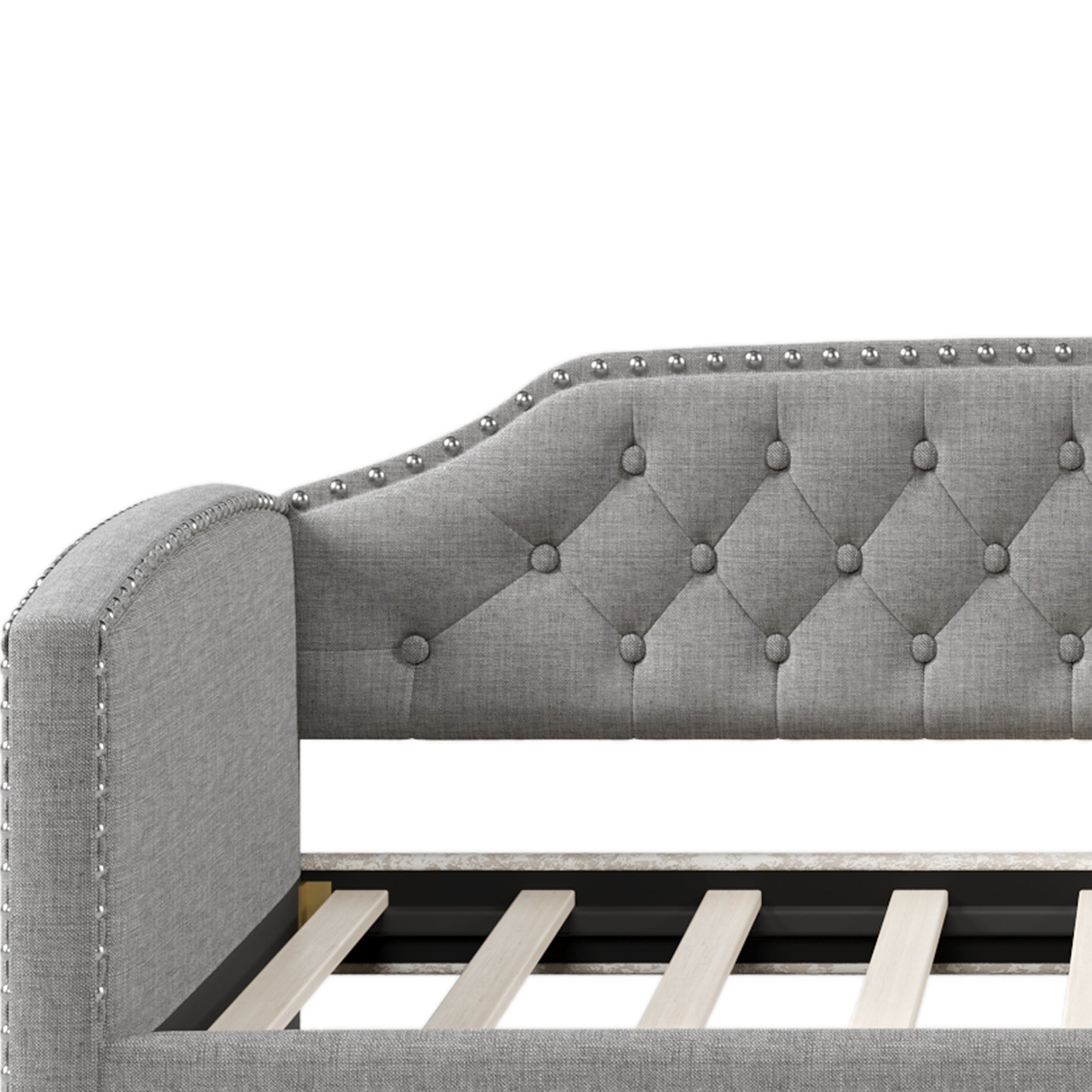 Twin Size Upholstered Daybed with Trundle for Guest Room, Small Bedroom, Study Room, Gray - Atlantic Fine Furniture Melbourne FL
