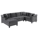 U Shaped Sectional Sofa, Corner Living Room Couch With Built In Cup Holders, Storage, USB Ports