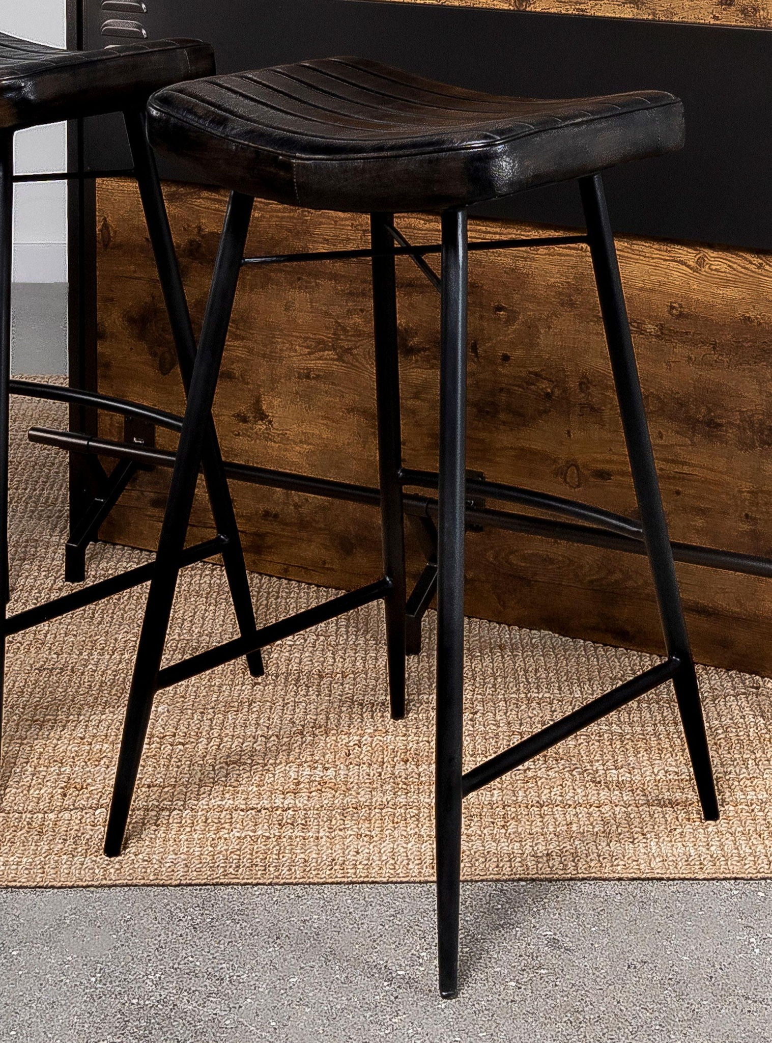 Bayu Leather Upholstered Bar Stool Espresso (Set of 2) - Atlantic Fine Furniture Melbourne FL