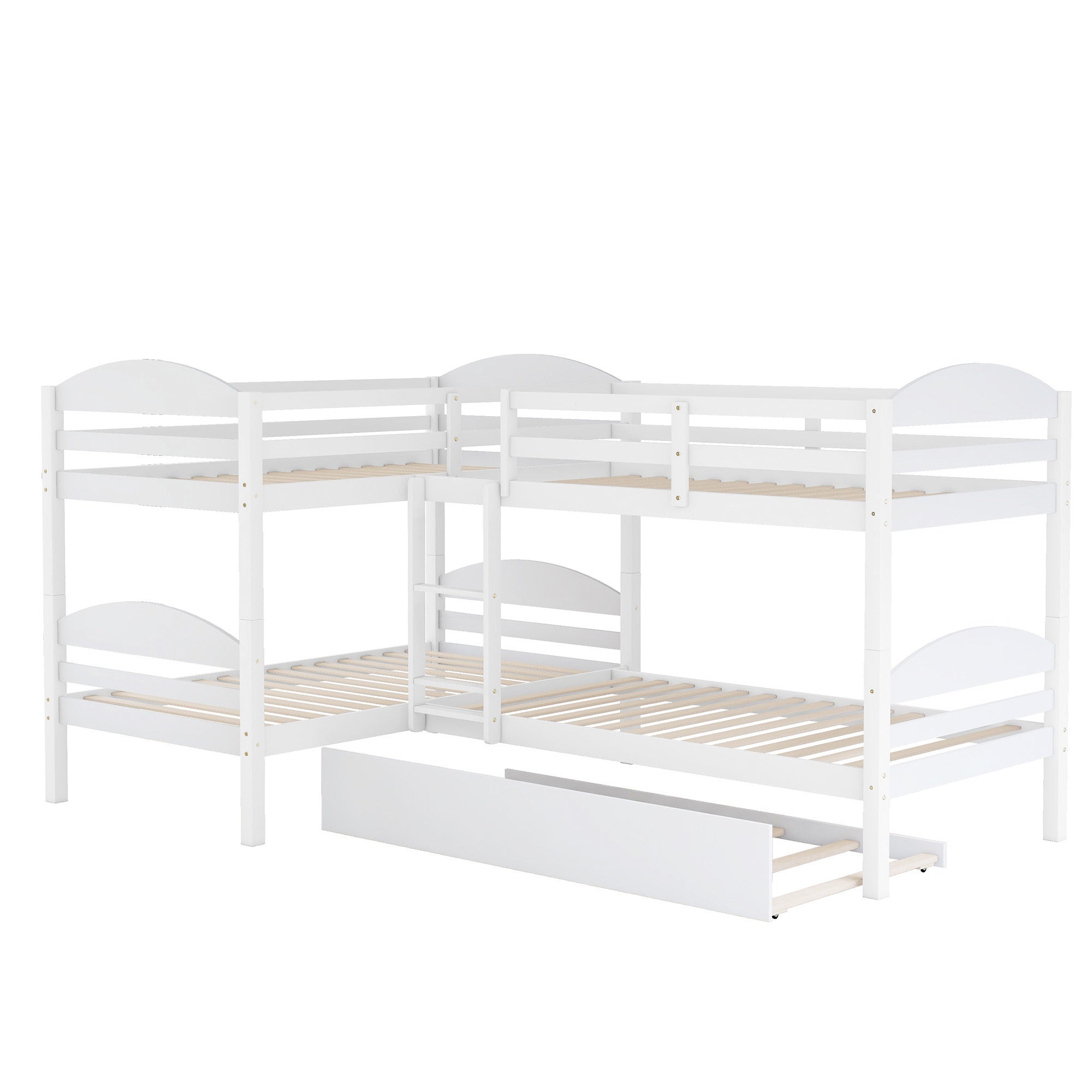 Twin L-Shaped Bunk bed with Trundle-White{OLD SKU:LP000024AAK} - Atlantic Fine Furniture Melbourne FL