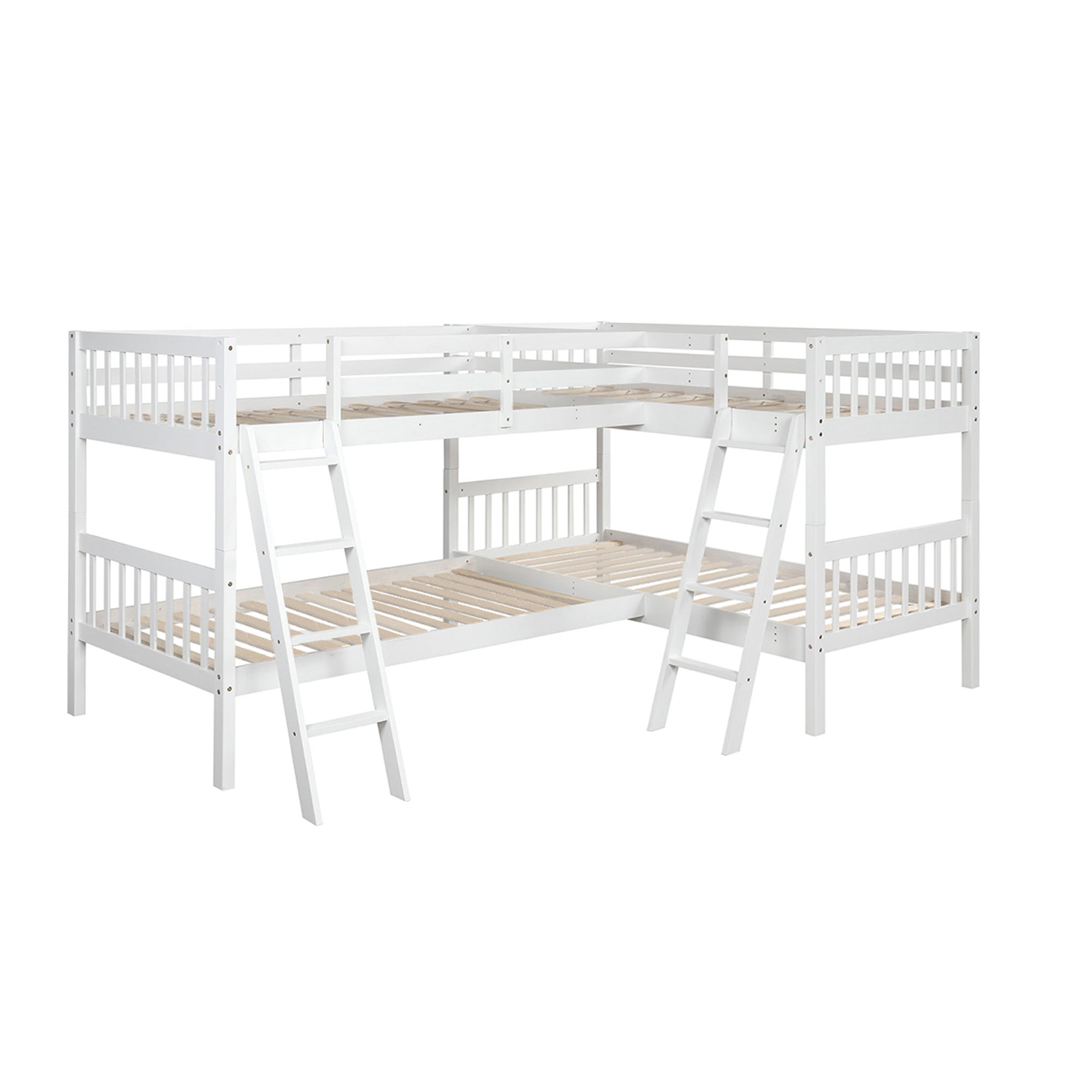 L-Shaped Bunk Bed with Ladder,Twin Size-Gray(OLD SKU :LP000020AAK)