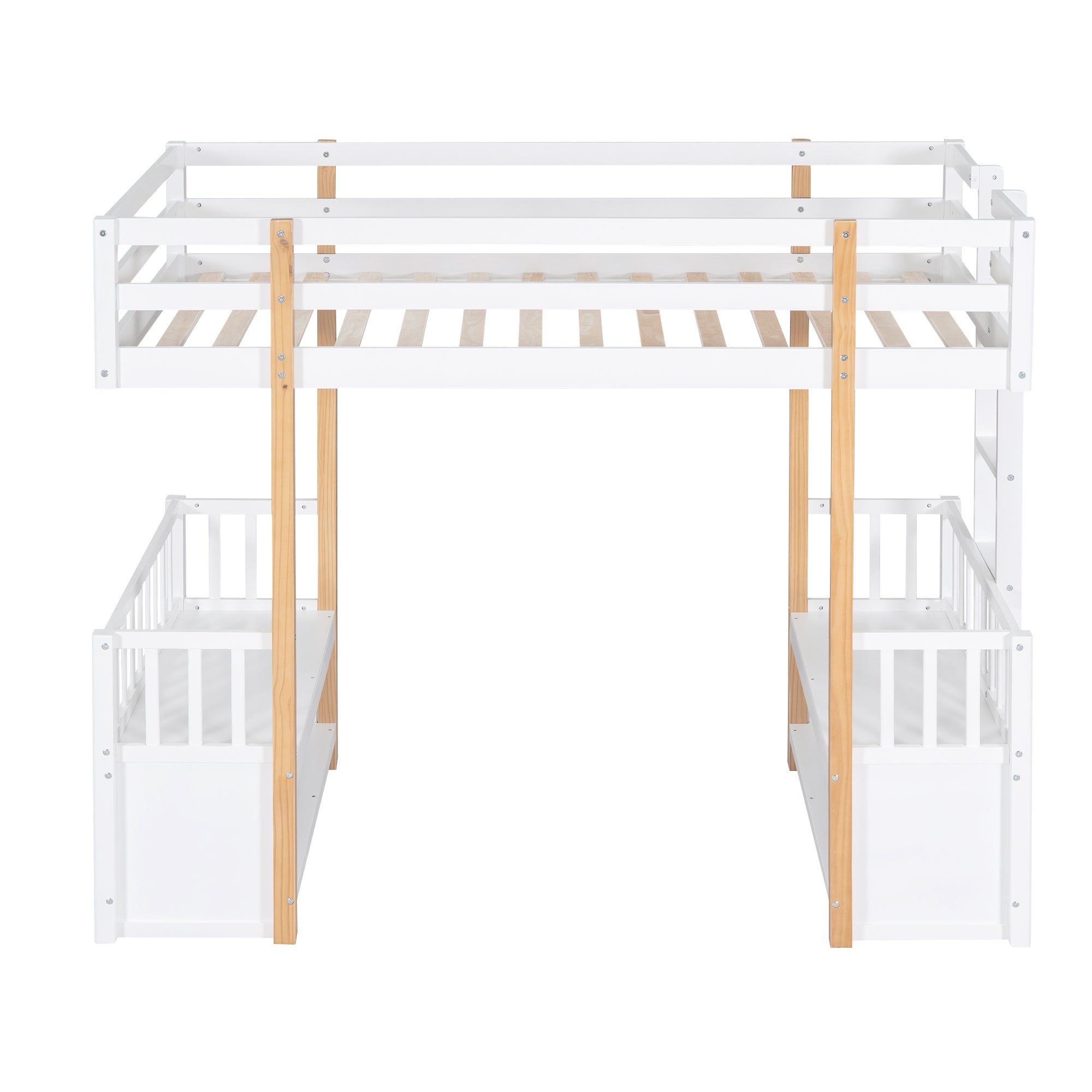 Wood Twin Size Loft Bed with 2 Seats and a Ladder, White - Atlantic Fine Furniture Melbourne FL