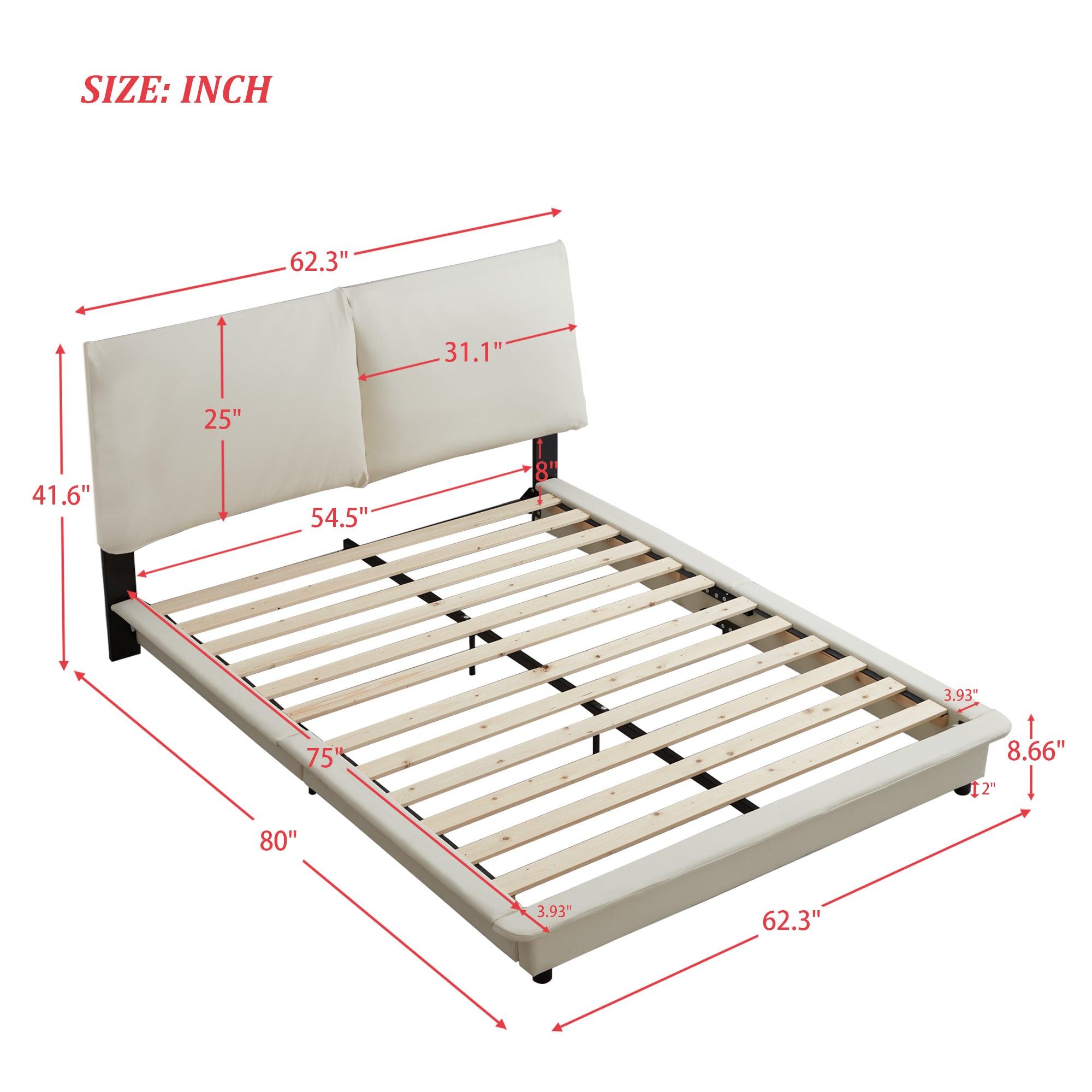 Full Size Upholstered Platform Bed with Sensor Light and Ergonomic Design Backrests, White - Atlantic Fine Furniture Melbourne FL