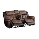Jaylen - Motion Loveseat With Console - Toffee & Espresso Polished Microfiber