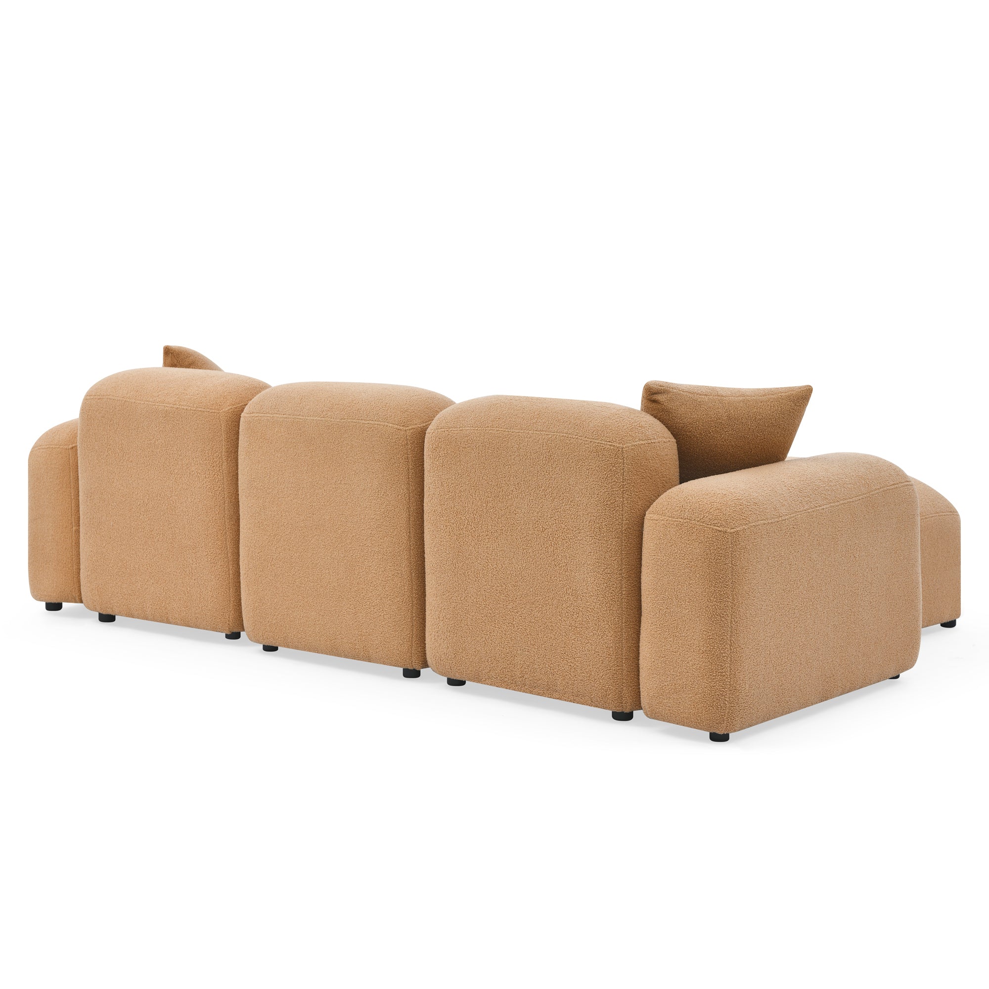 L-Shape Modular Sectional Sofa, DIY Combination,Teddy Fabric,Camel