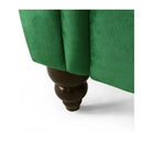 Lunarix - Velvet Fabric Chaise Lounge With Diamond Stitching And Turned Legs - Emerald