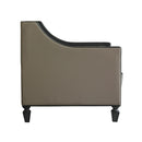 House Beatrice - Chair With Pillow - Tan Synthetic Leather , Black Synthetic Leather & Charcoal