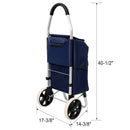 Foldable Shopping Trolley With Wheels And Waterproof Bag - Blue