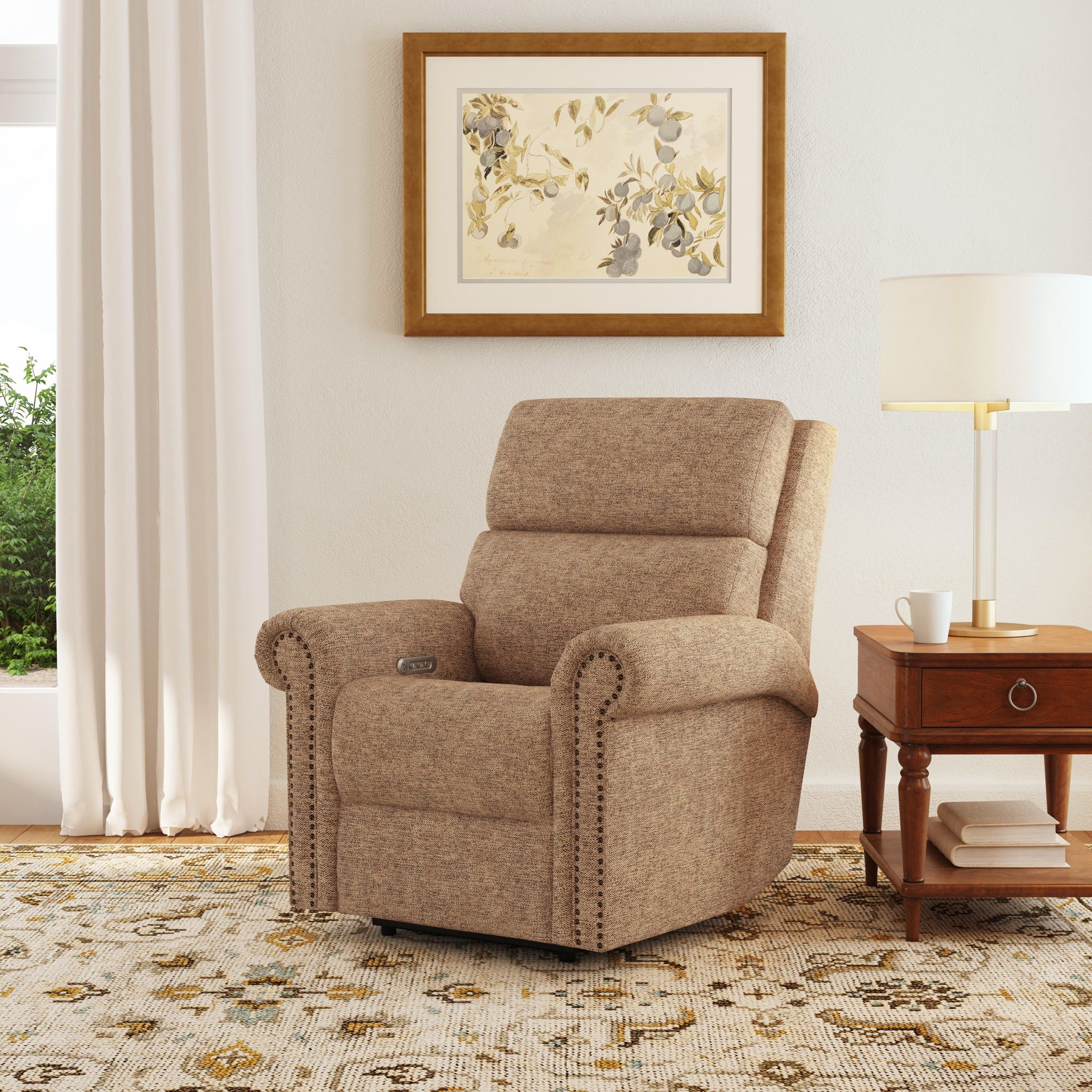Bernard - Power Recliner With Power Headrest & Lumbar With Nailhed Trim