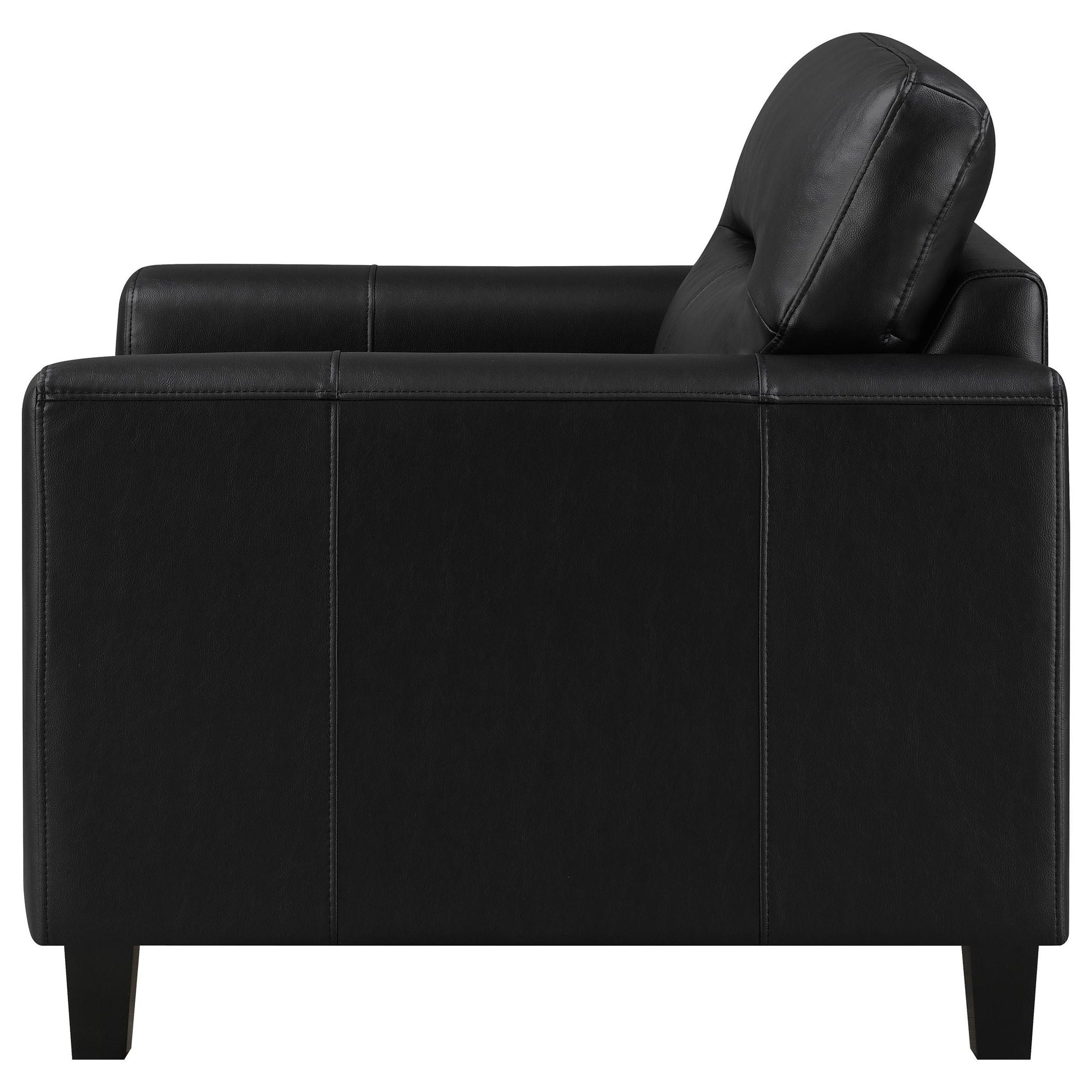 Scotland Faux Leather Upholstered Track Arm Chair Black