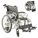 Innovative 6 Wheel Transport Wheelchair Lightweight Foldable Design With Dual Brakes Breathable Seat Anti Backflip Safety Perfect - Black / Silver